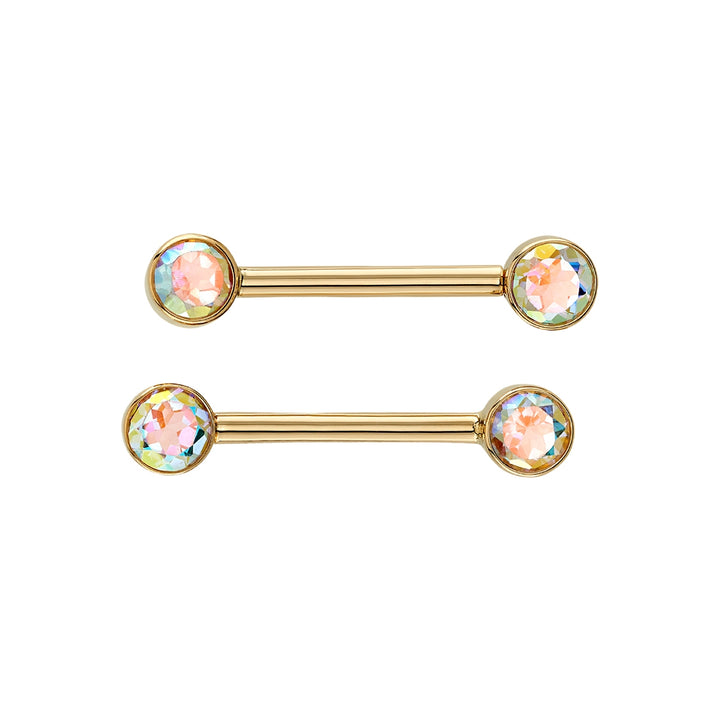 BVLA 14g Forward Facing Bezelset Gem Straight Barbell