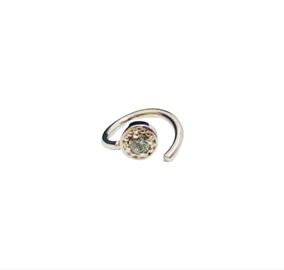 BVLA 18g Millgrain Prong Navel Orientation Seam Ring