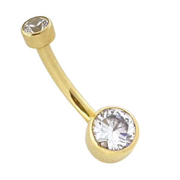 BVLA 14g Classic Bezelset Gem Navel Curve