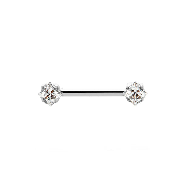 Anatometal 14g Threadless Straight Barbell With Princess Cut Gems