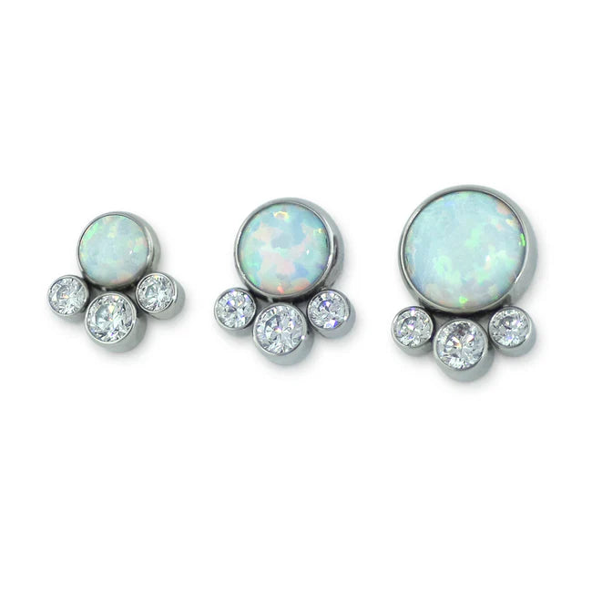 NeoMetal Tangent Bezelset 2 Gem Cabochon Cluster Pushpin End