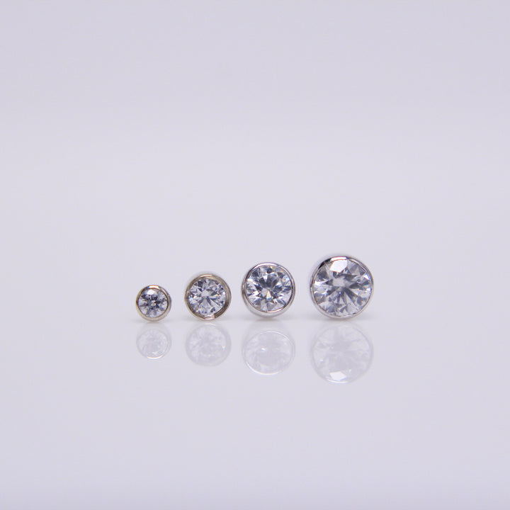 BVLA Round Bezelset Gem Pushpin End