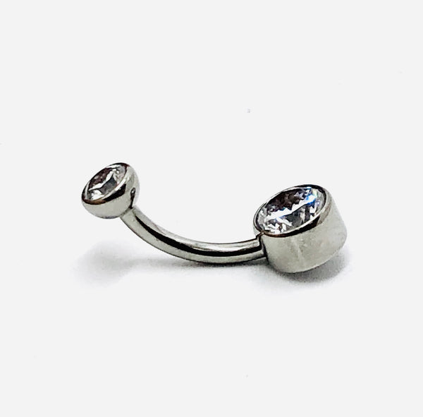 Industrial Strength Bezelset Top and Prong Bottom Navel Curve