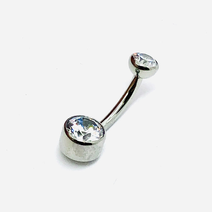 Industrial Strength Bezelset Top and Prong Bottom Navel Curve