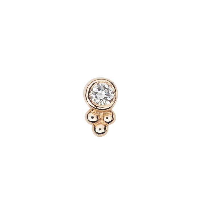 BVLA Bezelset Gem With Tribead Accent Pushpin End
