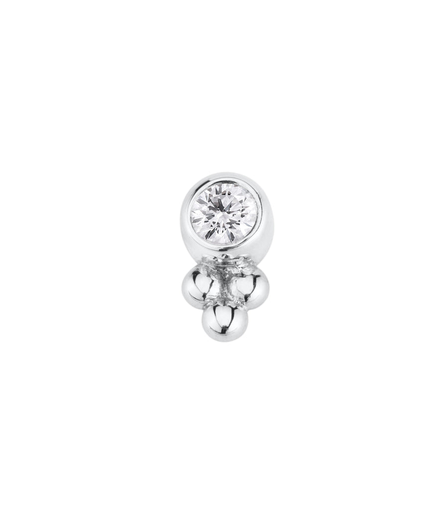 BVLA Bezelset Gem With Tribead Accent Pushpin End